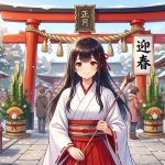 神社 巫女 お正月 初詣