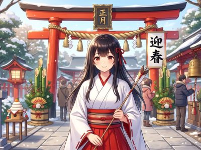 神社 巫女 お正月 初詣