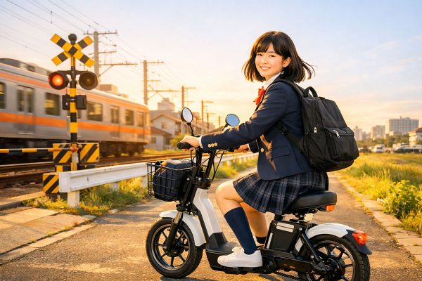 特小原付で通学する女子高生 JK eバイク